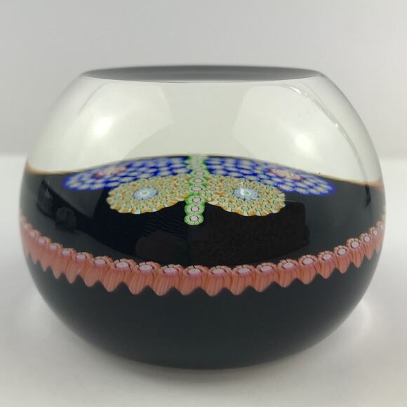 Perthshire 1989B Millefiori Butterfly Garland Faceted Vintage Insect Paperweight - Picture 6 of 15